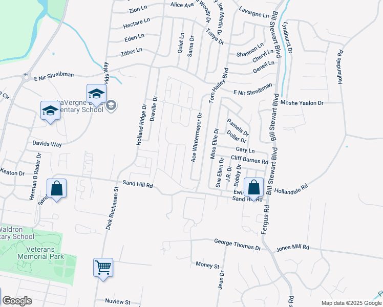 map of restaurants, bars, coffee shops, grocery stores, and more near 3033 Ace Wintermeyer Drive in La Vergne
