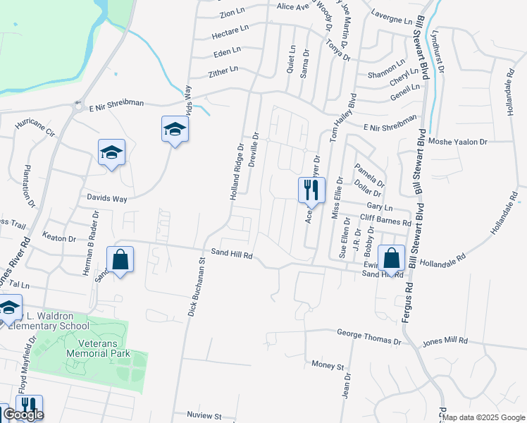 map of restaurants, bars, coffee shops, grocery stores, and more near 219 Renwick Drive in La Vergne