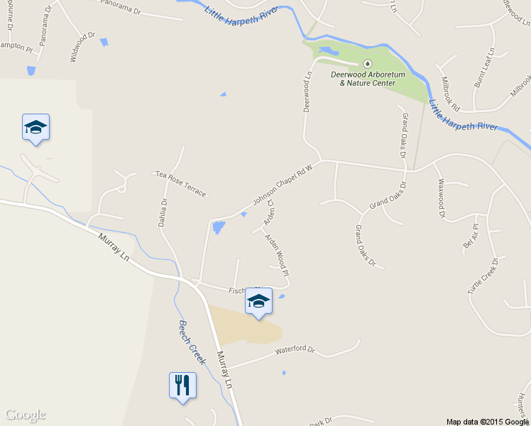 map of restaurants, bars, coffee shops, grocery stores, and more near 6412 Arden Court in Brentwood