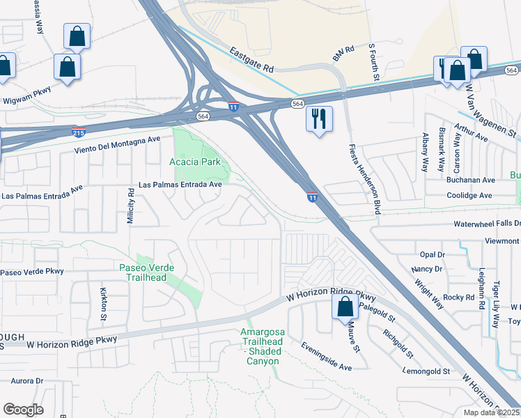 map of restaurants, bars, coffee shops, grocery stores, and more near 146 Camino Capri in Henderson