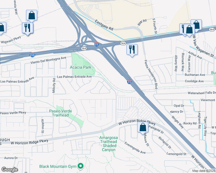 map of restaurants, bars, coffee shops, grocery stores, and more near 146 Camino Capri in Henderson