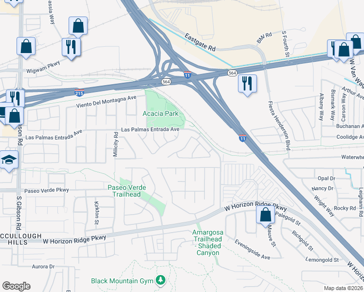 map of restaurants, bars, coffee shops, grocery stores, and more near 760 Camino La Paz in Henderson