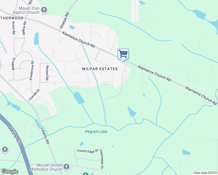 map of restaurants, bars, coffee shops, grocery stores, and more near 1804 Chiles Higgins Court in Greensboro