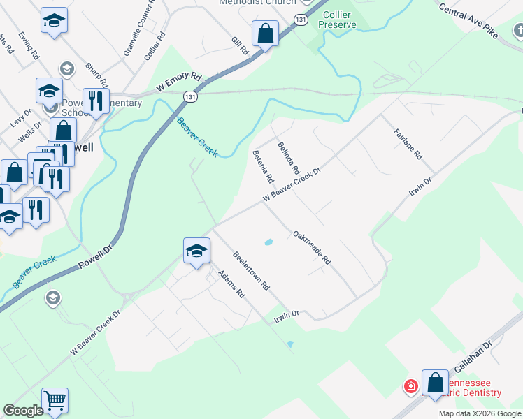 map of restaurants, bars, coffee shops, grocery stores, and more near 1308 West Beaver Creek Drive in Powell