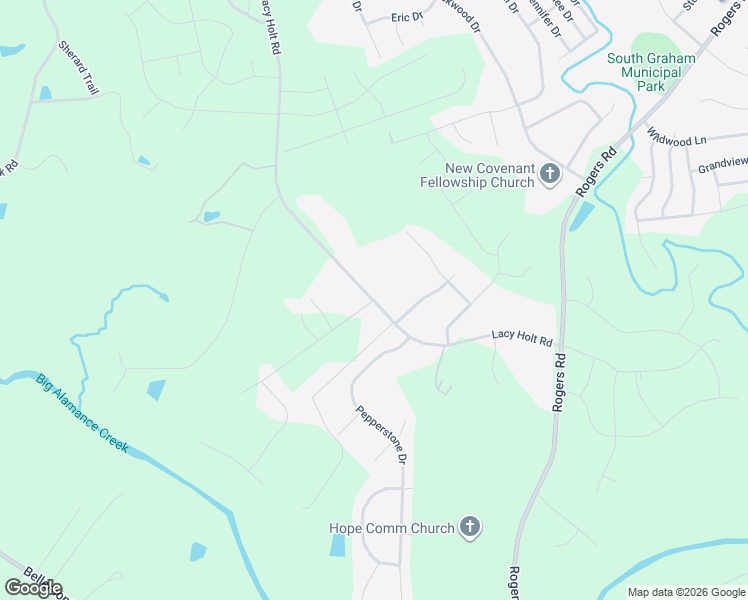 map of restaurants, bars, coffee shops, grocery stores, and more near 2201 Knightdale Drive in Graham