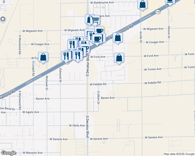 map of restaurants, bars, coffee shops, grocery stores, and more near 8881 Imperial Forest Street in Las Vegas