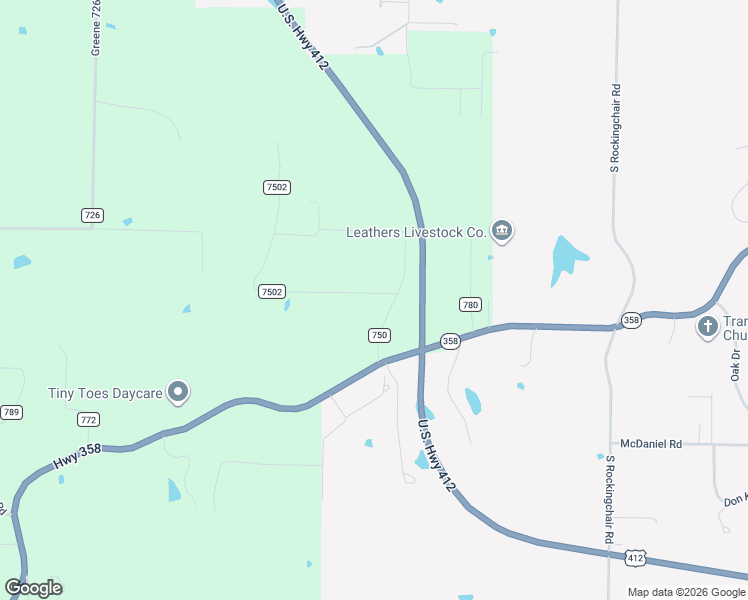 map of restaurants, bars, coffee shops, grocery stores, and more near 101 McDaniel Road in Paragould