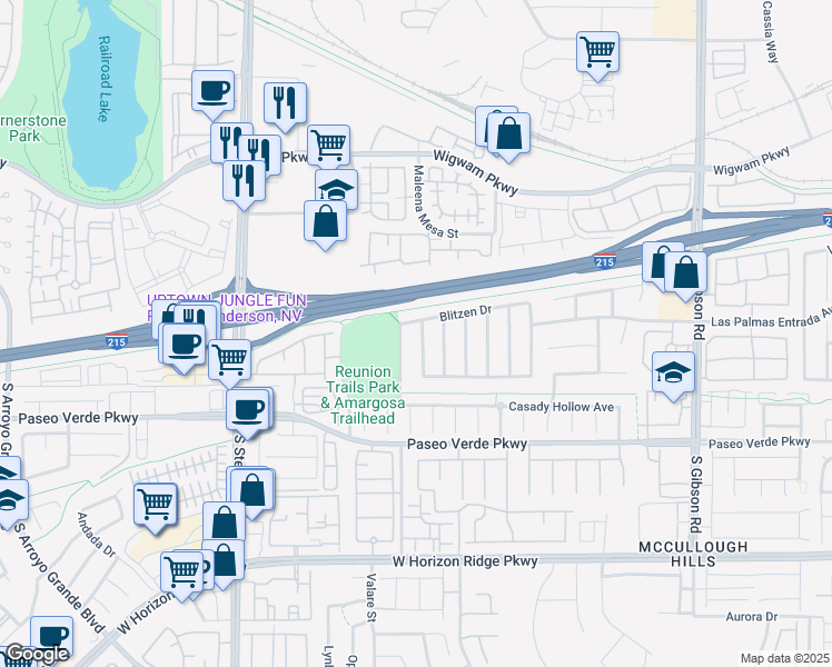 map of restaurants, bars, coffee shops, grocery stores, and more near 23 Desert Gallery Street in Henderson