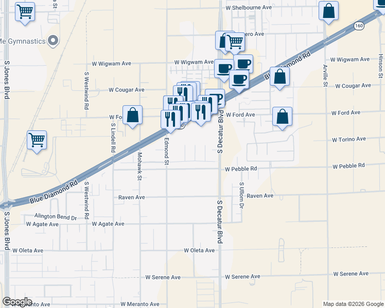 map of restaurants, bars, coffee shops, grocery stores, and more near 5081 Caprock Canyon Avenue in Las Vegas