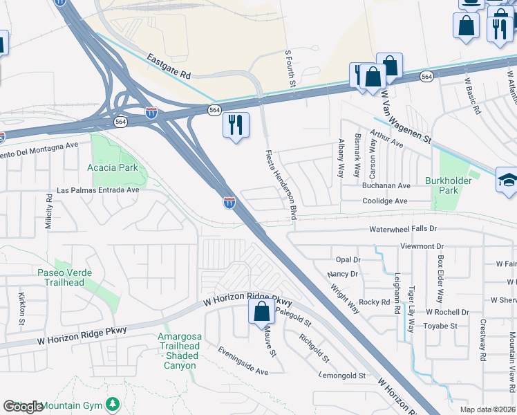 map of restaurants, bars, coffee shops, grocery stores, and more near 756 Sleeping City Avenue in Henderson