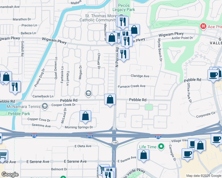 map of restaurants, bars, coffee shops, grocery stores, and more near 2606 Autumn Blaze Avenue in Henderson