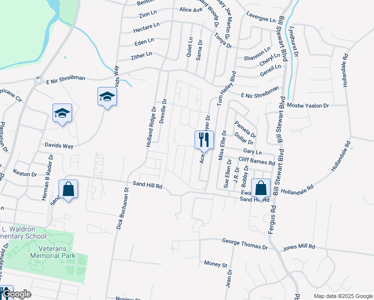 map of restaurants, bars, coffee shops, grocery stores, and more near in La Vergne