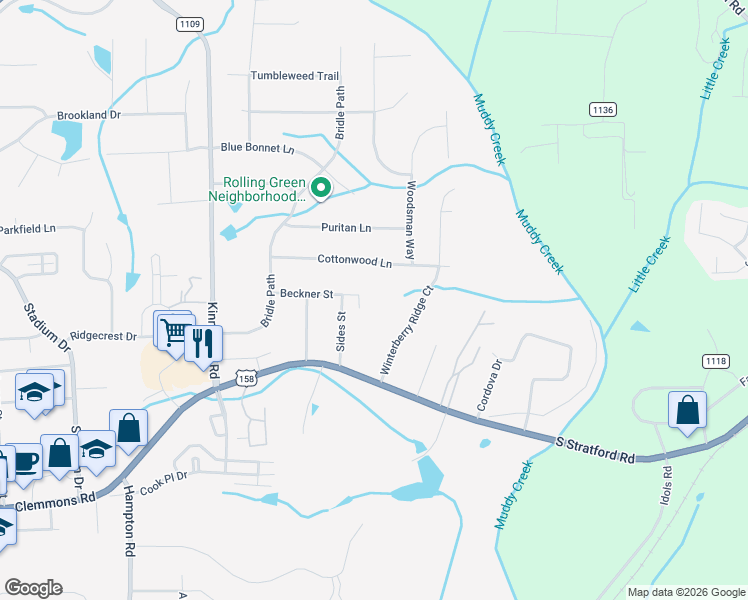 map of restaurants, bars, coffee shops, grocery stores, and more near 5974 Beckner Street in Winston-Salem