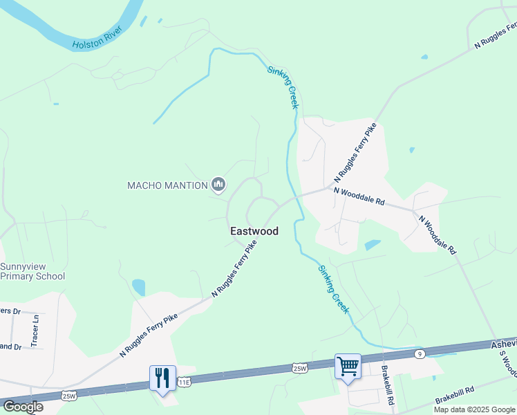 map of restaurants, bars, coffee shops, grocery stores, and more near in Eastwood