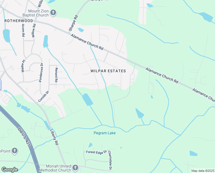 map of restaurants, bars, coffee shops, grocery stores, and more near 1800 Chiles Higgins Court in Greensboro