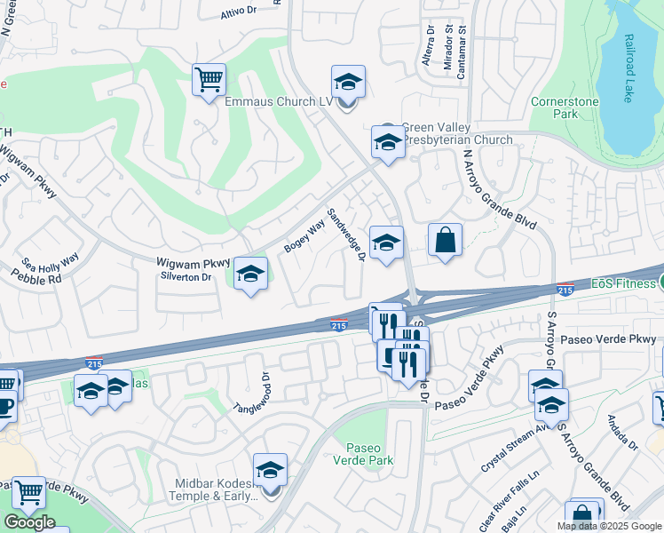 map of restaurants, bars, coffee shops, grocery stores, and more near 1837 Birdie Lane in Henderson