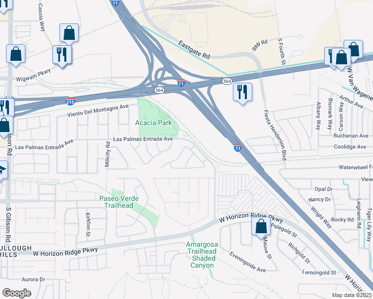 map of restaurants, bars, coffee shops, grocery stores, and more near 727 Camino La Paz in Henderson