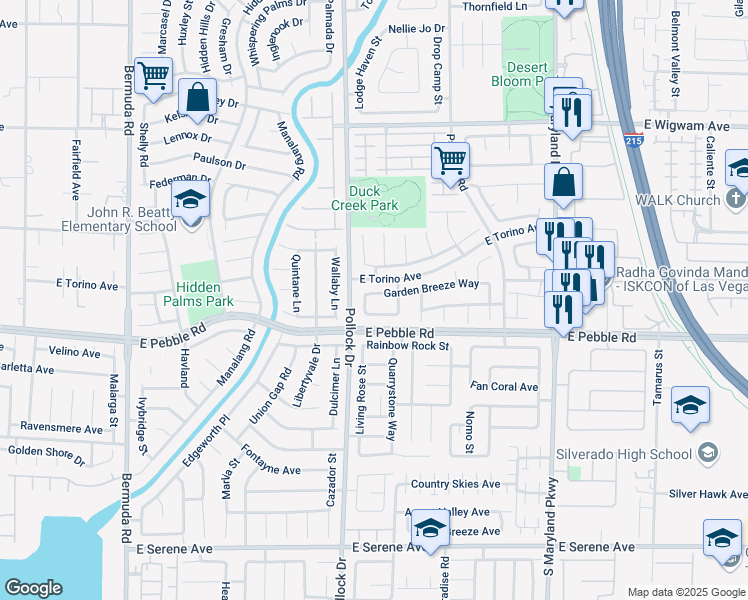map of restaurants, bars, coffee shops, grocery stores, and more near 8869 Pheasant Valley Way in Las Vegas