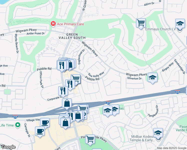 map of restaurants, bars, coffee shops, grocery stores, and more near 61 Sea Holly Way in Henderson