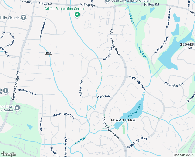 map of restaurants, bars, coffee shops, grocery stores, and more near 23 Brackenwood Court in Greensboro