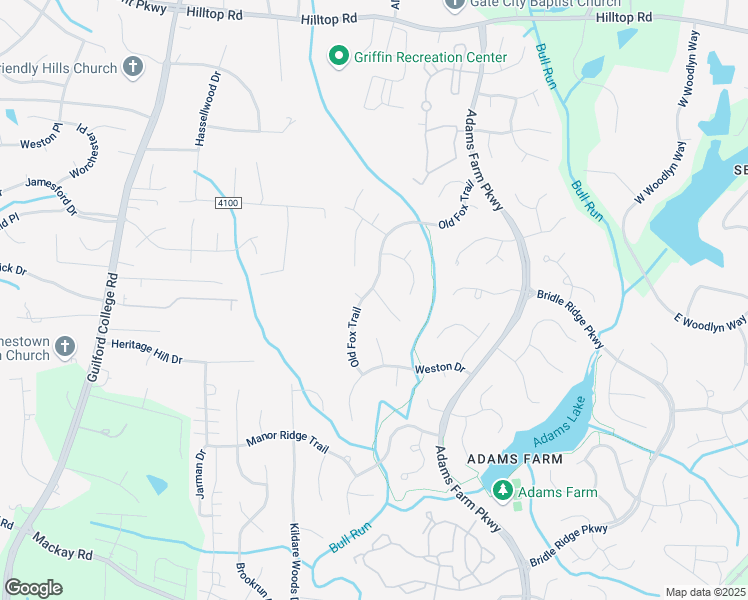 map of restaurants, bars, coffee shops, grocery stores, and more near 4 Oleander Point in Greensboro