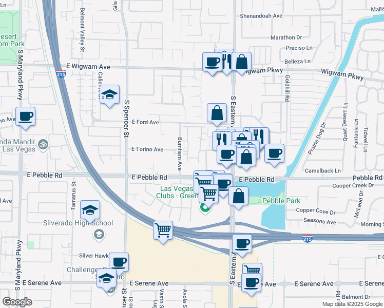 map of restaurants, bars, coffee shops, grocery stores, and more near 8805 Jeffreys Street in Las Vegas
