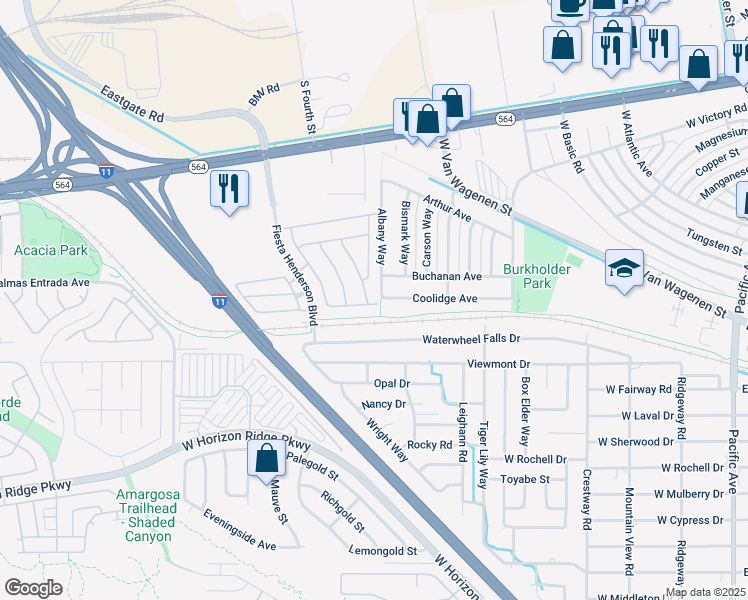 map of restaurants, bars, coffee shops, grocery stores, and more near 296 Pastel Cloud Street in Henderson