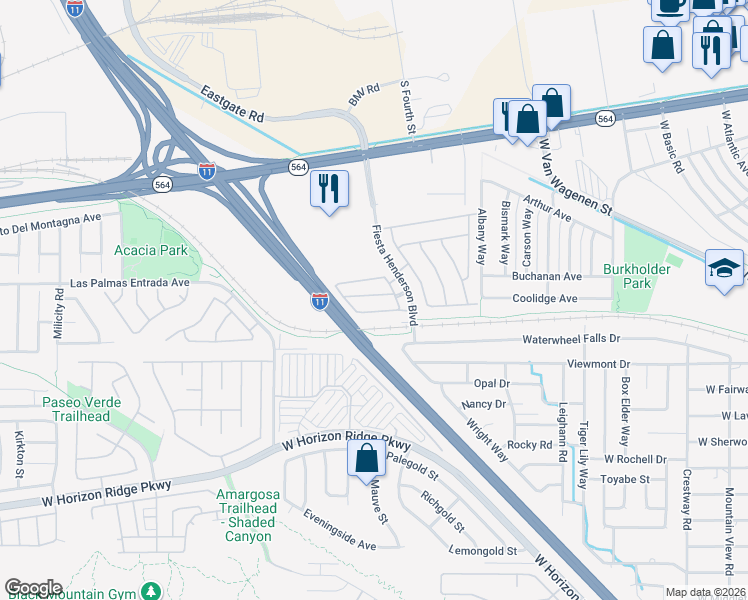 map of restaurants, bars, coffee shops, grocery stores, and more near 727 Florence Isle Avenue in Henderson