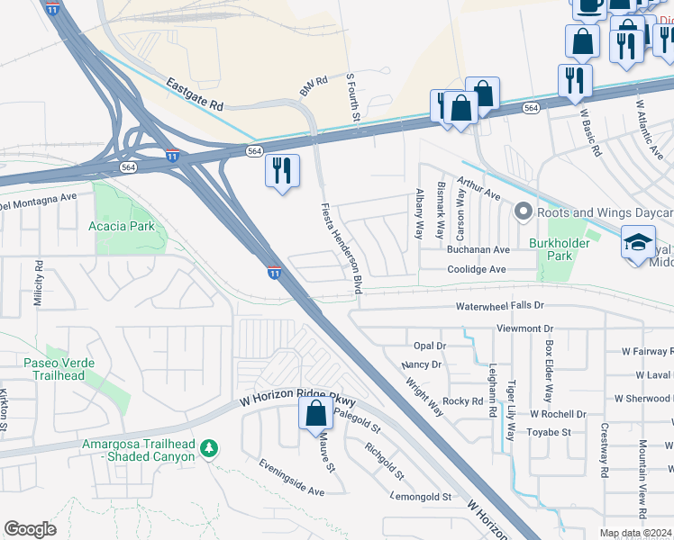 map of restaurants, bars, coffee shops, grocery stores, and more near 699 Florence Isle Avenue in Henderson