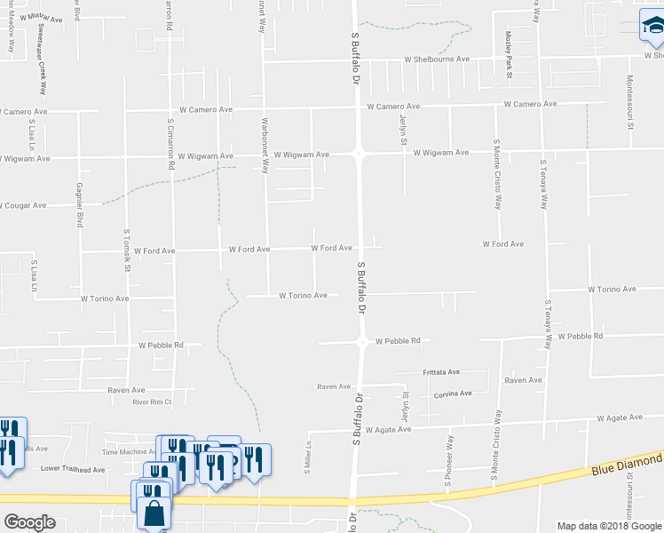 map of restaurants, bars, coffee shops, grocery stores, and more near 7865 West Ford Avenue in Las Vegas