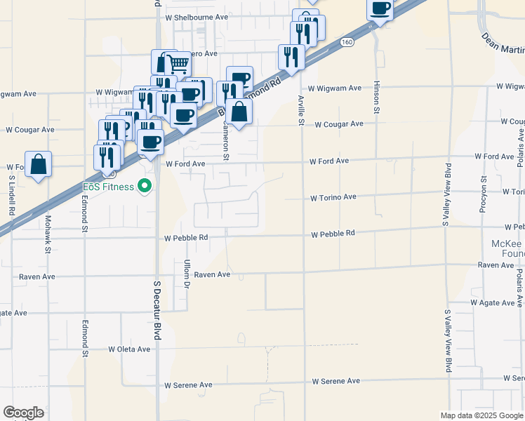 map of restaurants, bars, coffee shops, grocery stores, and more near 8832 Timber Mesa Street in Las Vegas