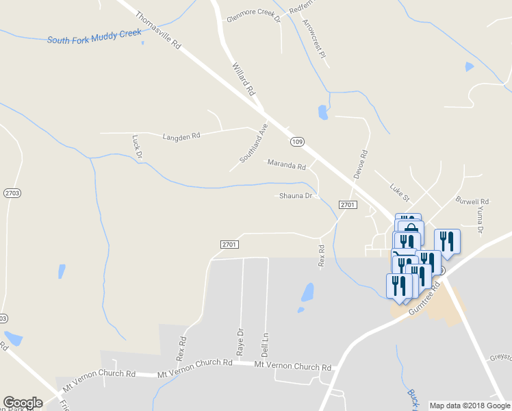 map of restaurants, bars, coffee shops, grocery stores, and more near 4800 Rex Road in Winston-Salem