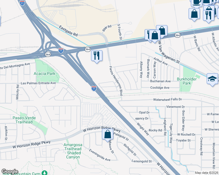 map of restaurants, bars, coffee shops, grocery stores, and more near 727 Florence Isle Avenue in Henderson
