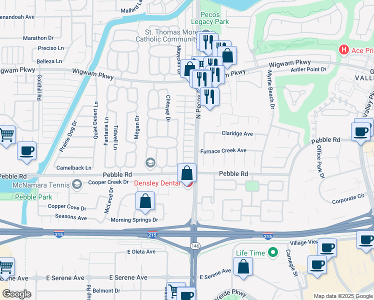 map of restaurants, bars, coffee shops, grocery stores, and more near in Henderson