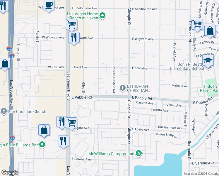 map of restaurants, bars, coffee shops, grocery stores, and more near 8812 Haven Street in Las Vegas