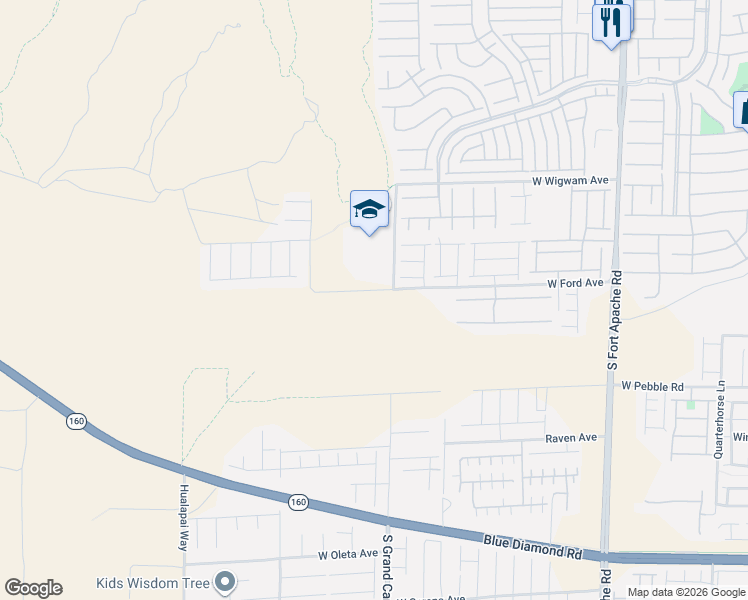 map of restaurants, bars, coffee shops, grocery stores, and more near 202 South Grand Canyon Drive in Las Vegas