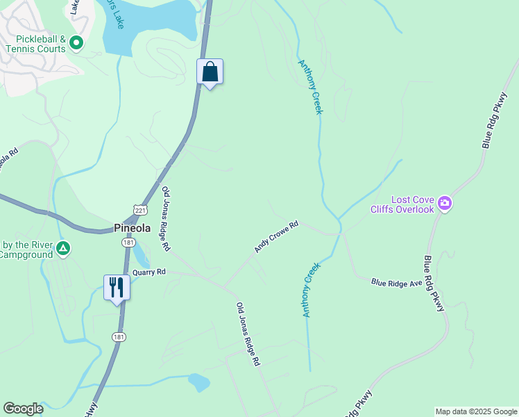 map of restaurants, bars, coffee shops, grocery stores, and more near 176 Thompson-Andrews Lane in Newland