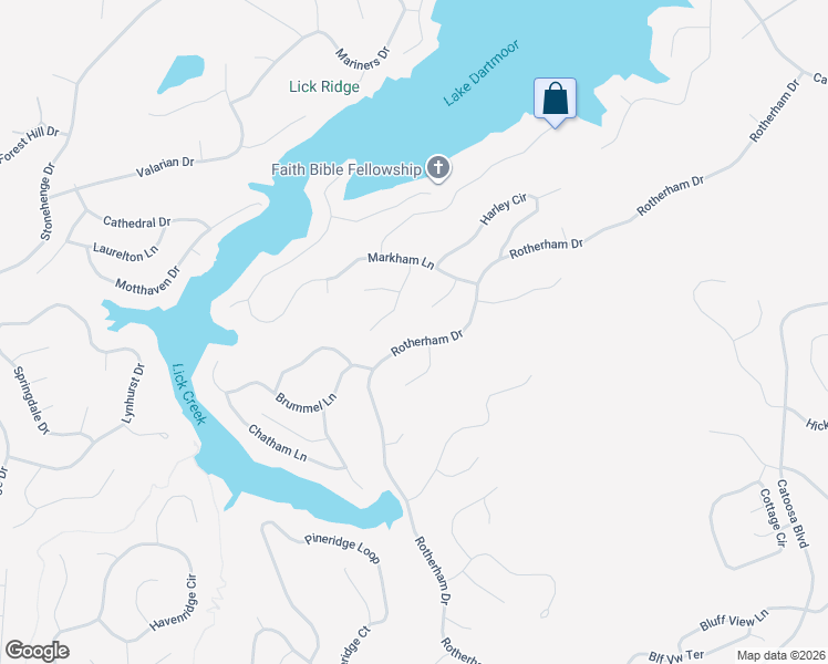 map of restaurants, bars, coffee shops, grocery stores, and more near 43 Bingham Lane in Crossville