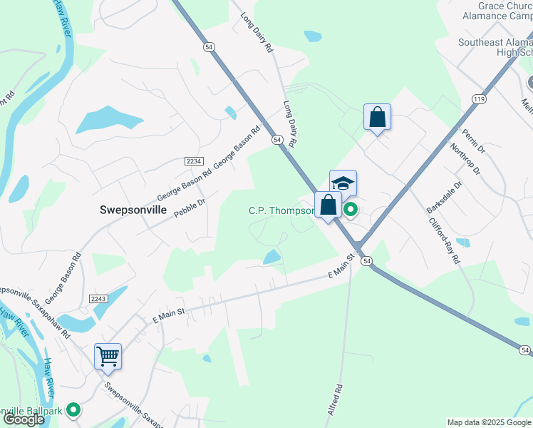 map of restaurants, bars, coffee shops, grocery stores, and more near 2470 Colorado Drive in Graham
