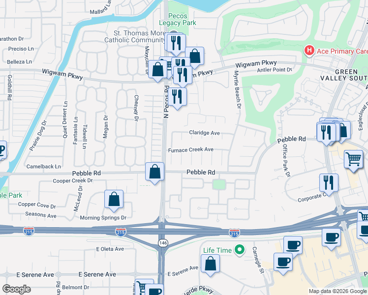map of restaurants, bars, coffee shops, grocery stores, and more near 31 Diplomat Court in Henderson