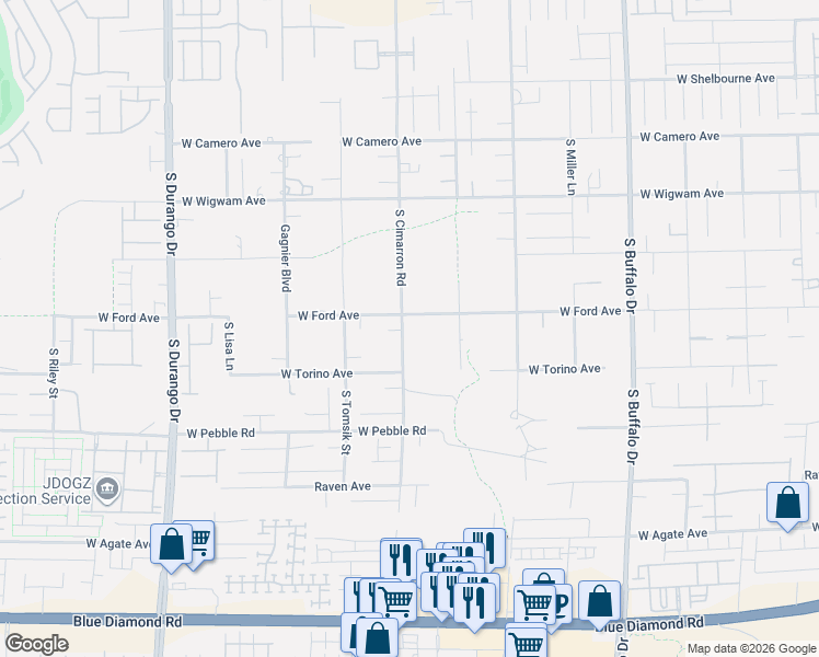 map of restaurants, bars, coffee shops, grocery stores, and more near 8181 West Ford Avenue in Las Vegas