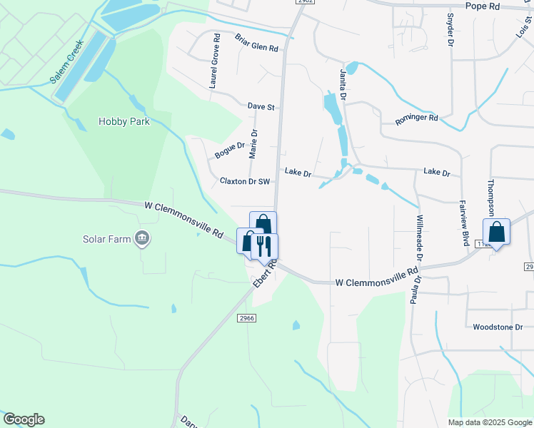map of restaurants, bars, coffee shops, grocery stores, and more near 2200 Winsted Street in Winston-Salem