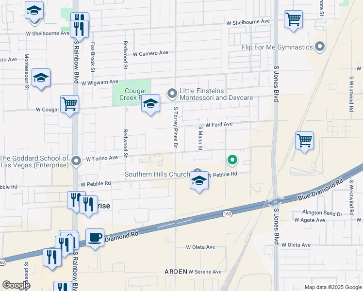 map of restaurants, bars, coffee shops, grocery stores, and more near 8775 Twisted Vine Lane in Las Vegas