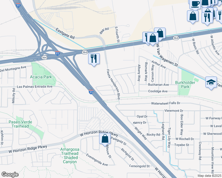 map of restaurants, bars, coffee shops, grocery stores, and more near 699 Florence Isle Avenue in Henderson