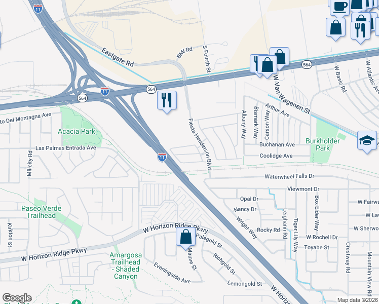 map of restaurants, bars, coffee shops, grocery stores, and more near 724 Florence Isle Avenue in Henderson