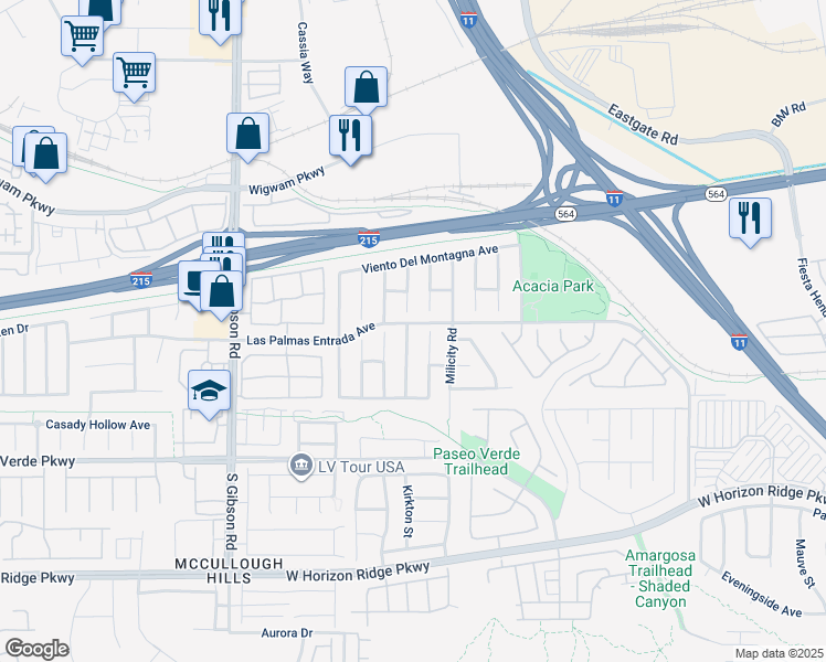 map of restaurants, bars, coffee shops, grocery stores, and more near 79 Mesa Rivera Street in Henderson