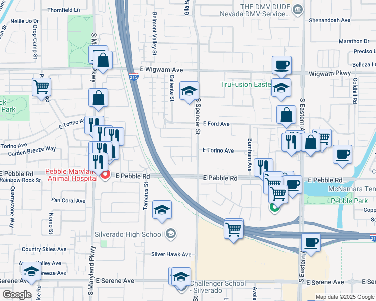 map of restaurants, bars, coffee shops, grocery stores, and more near 1766 Little Crow Avenue in Las Vegas