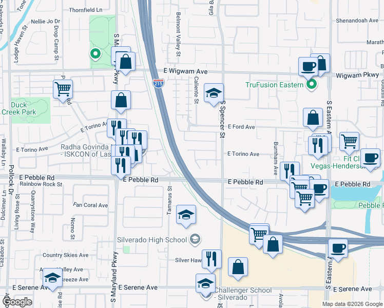 map of restaurants, bars, coffee shops, grocery stores, and more near 1668 Little Crow Avenue in Las Vegas