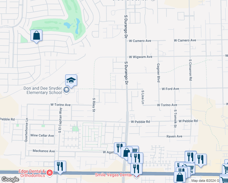 map of restaurants, bars, coffee shops, grocery stores, and more near 8678 Glen Echo Avenue in Las Vegas