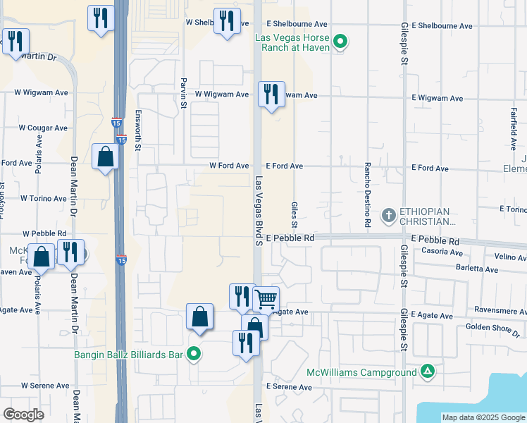 map of restaurants, bars, coffee shops, grocery stores, and more near 26 South Las Vegas Boulevard in Las Vegas